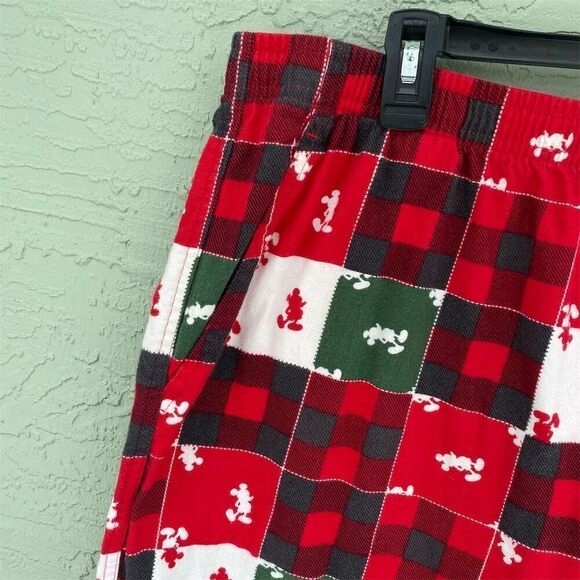 Disney Parks Christmas Flannel Pajama Pants Mickey Mouse Patchwork Size XL - Picture 8 of 10